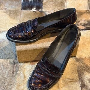 Women's Stuart Weitzman Patent Tortoise and Loafers, 7.5